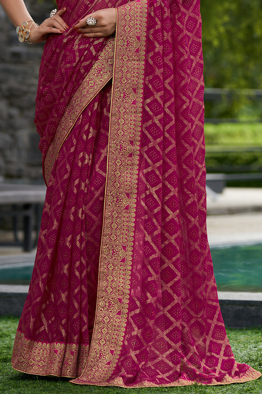 Magenta Pink Georgette Saree Magenta Pink Georgette Saree