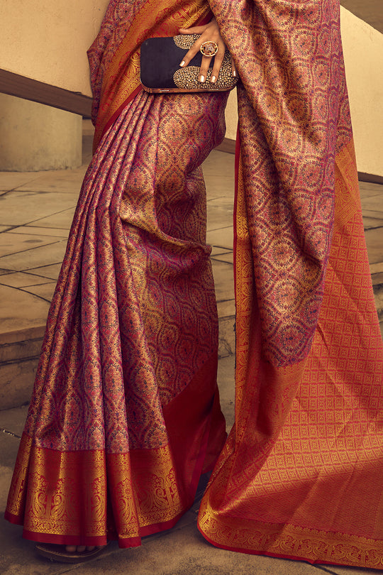 Multicolor Banarasi Silk Saree With Blouse Piece Multicolor Banarasi Silk Saree With Blouse Piece