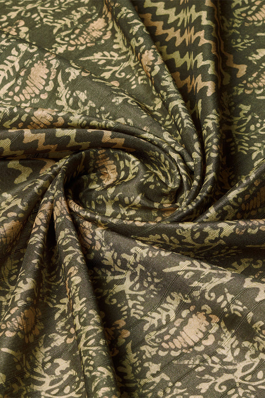 Green Silk Ethnic Motifs Printed Saree Green Silk Ethnic Motifs Printed Saree