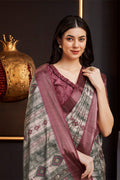 Dark Green & Maroon Silk Ethnic Motifs Printed Saree Dark Green & Maroon Silk Ethnic Motifs Printed Saree