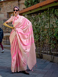 Pink Soft Silk Saree With Blouse Piece Pink Soft Silk Saree With Blouse Piece