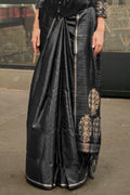 Black Satin Silk Saree Black Satin Silk Saree