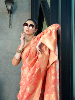 Crepe Silk Banarasi Silk Saree With Blouse Piece
