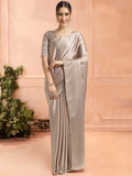Beige Chiffon Ready To Wear Saree With Blouse Piece Beige Chiffon Ready To Wear Saree With Blouse Piece