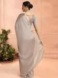 Beige Chiffon Ready To Wear Saree With Blouse Piece Beige Chiffon Ready To Wear Saree With Blouse Piece