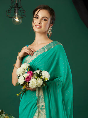 Chinon Silk Banarasi Silk Saree With Blouse Piece