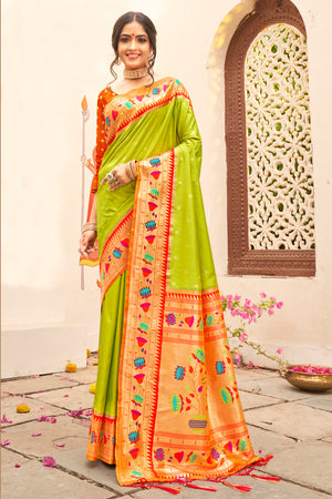 Fern Green Paithani Saree
