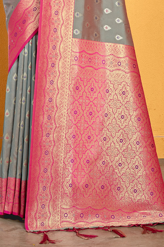 Coin Grey Banarasi Saree Coin Grey Banarasi Saree