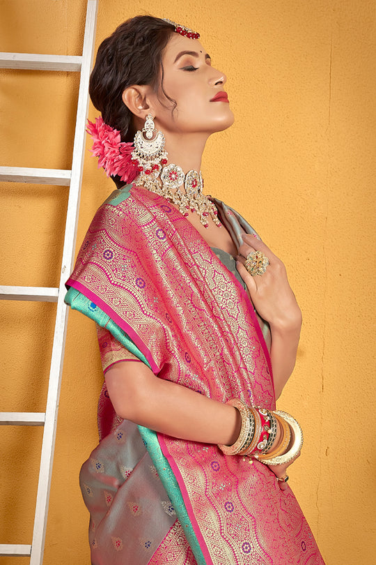 Coin Grey Banarasi Saree Coin Grey Banarasi Saree