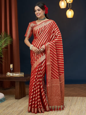 Georgette Banarasi Silk Saree With Blouse Piece