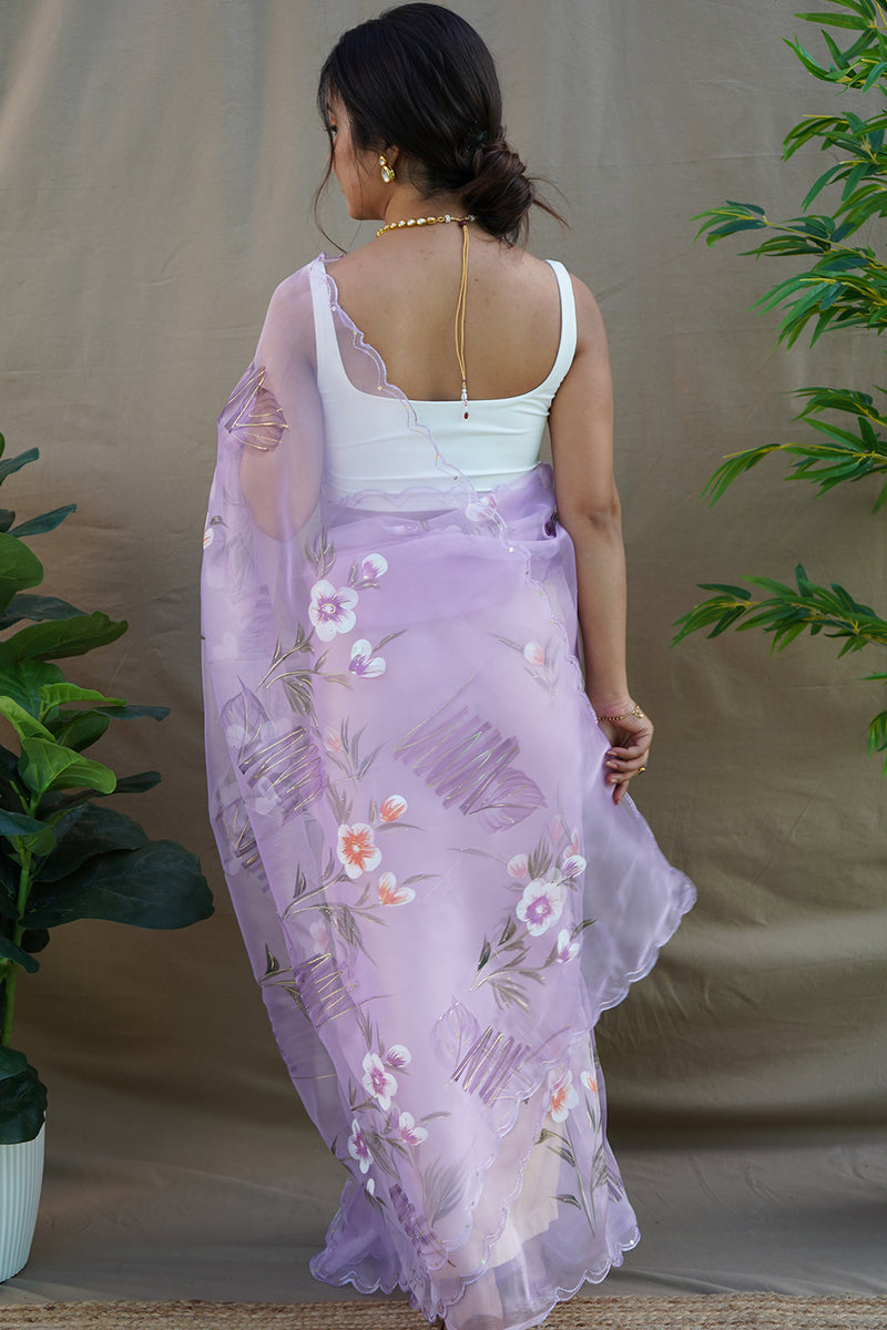 Satika Organza Lavender Saree