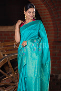 Pearlesecent Blue Mysore Silk Saree