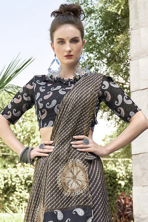 Dark Brown Georgette Saree