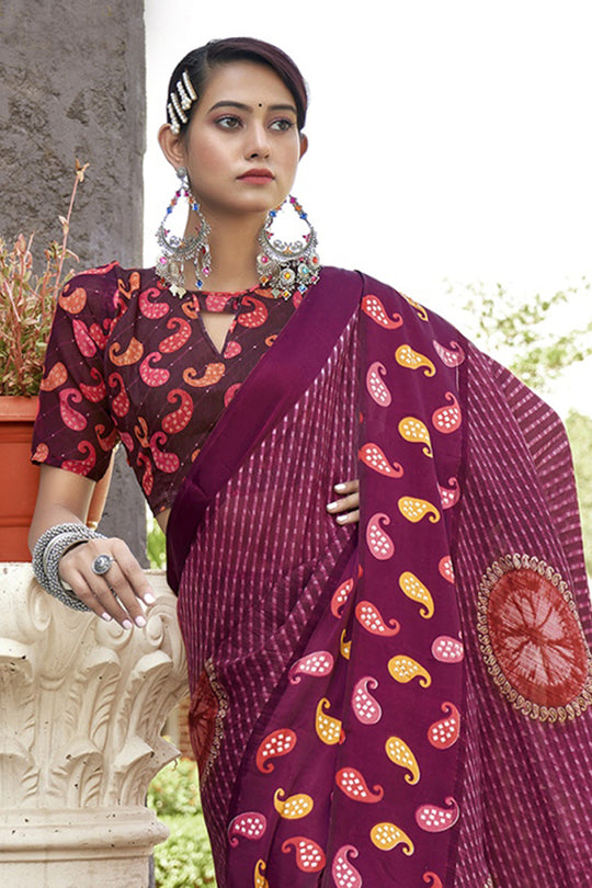 Magenta Pink Georgette Saree Magenta Pink Georgette Saree