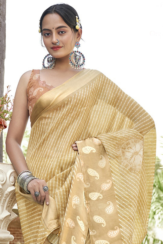 Tan Beige Georgette Saree Tan Beige Georgette Saree