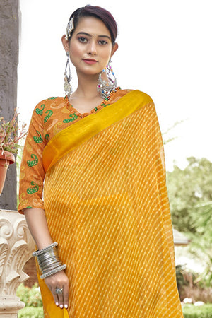 Marigold Yellow Georgette Saree