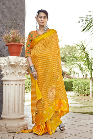 Marigold Yellow Georgette Saree