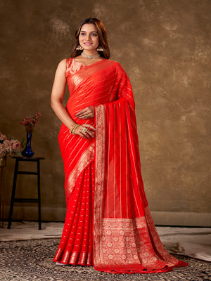 Georgette Banarasi Silk Saree With Blouse Piece