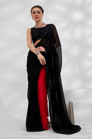 Black Georgette Saree With Blouse Piece