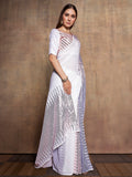 White Georgette Party Wear Saree With Blouse Piece White Georgette Party Wear Saree With Blouse Piece