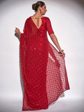 Red Georgette Party Wear Saree With Blouse Piece Red Georgette Party Wear Saree With Blouse Piece