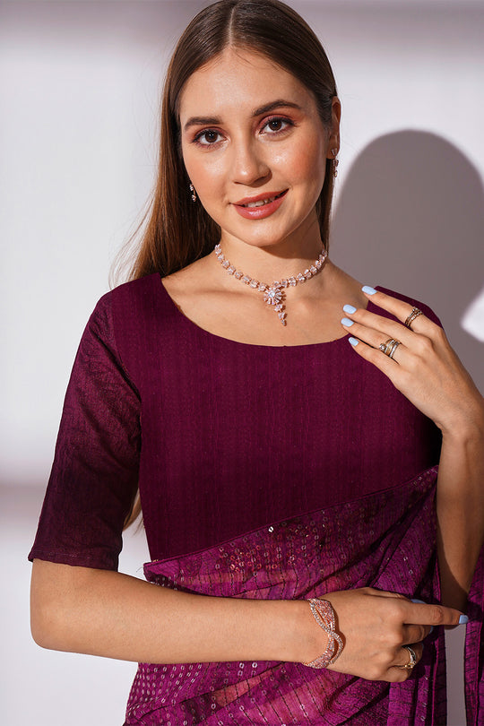 Purple Georgette Saree With Blouse Piece Purple Georgette Saree With Blouse Piece