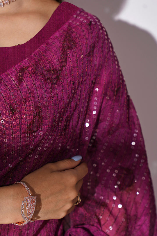 Purple Georgette Saree With Blouse Piece Purple Georgette Saree With Blouse Piece