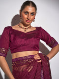Wine Georgette Party Wear Saree With Blouse Piece Wine Georgette Party Wear Saree With Blouse Piece