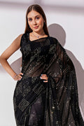 Black Georgette Saree With Blouse Piece Black Georgette Saree With Blouse Piece