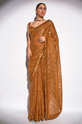Gold Georgette Saree With Blouse Piece