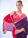 Purple & Pink Chiffon Saree With Blouse Piece Purple & Pink Chiffon Saree With Blouse Piece