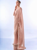 Peach Organza Saree With Blouse Piece Peach Organza Saree With Blouse Piece