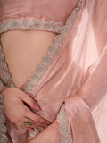 Peach Organza Saree With Blouse Piece Peach Organza Saree With Blouse Piece