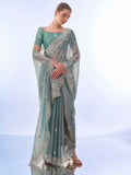 Sea Green Chiffon Saree With Blouse Piece Sea Green Chiffon Saree With Blouse Piece