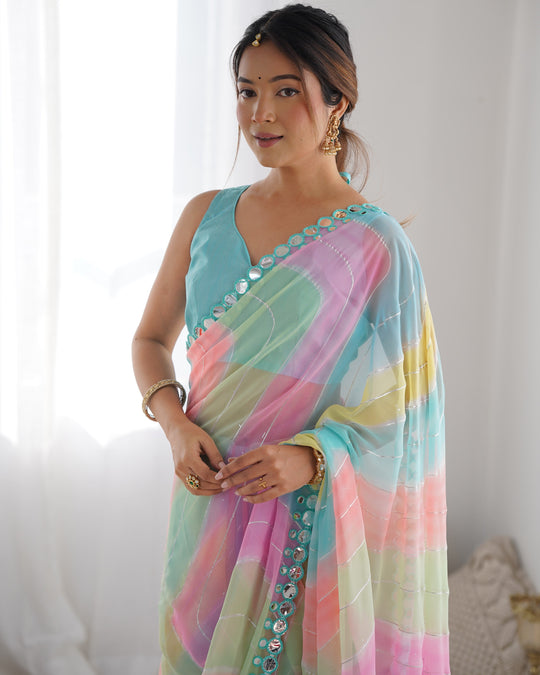 Multicolor Georgette Designer Printed Saree Saree With Blouse Piece Multicolor Georgette Designer Printed Saree Saree With Blouse Piece