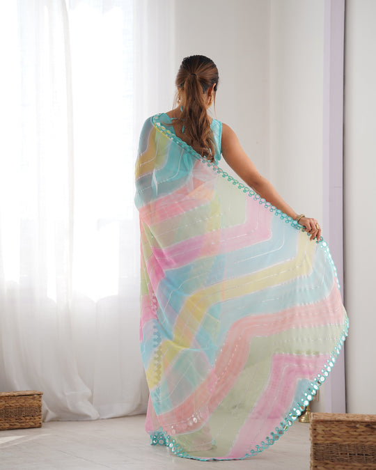 Multicolor Georgette Designer Printed Saree Saree With Blouse Piece Multicolor Georgette Designer Printed Saree Saree With Blouse Piece