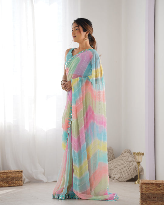Multicolor Georgette Designer Printed Saree Saree With Blouse Piece Multicolor Georgette Designer Printed Saree Saree With Blouse Piece