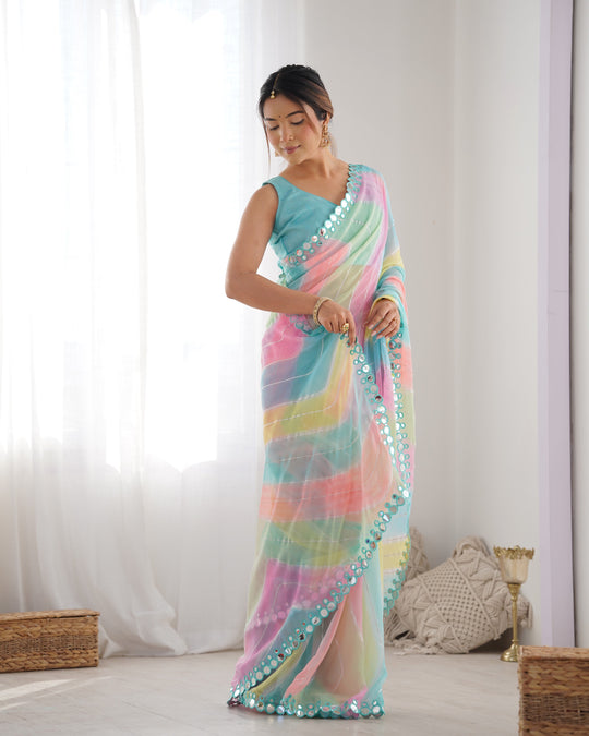 Multicolor Georgette Designer Printed Saree Saree With Blouse Piece Multicolor Georgette Designer Printed Saree Saree With Blouse Piece