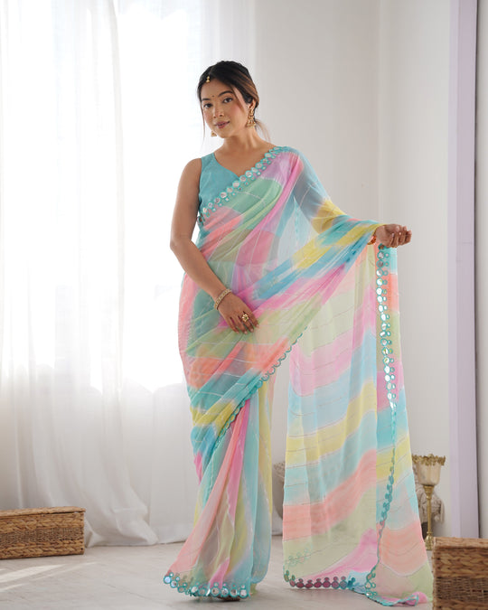 Multicolor Georgette Designer Printed Saree Saree With Blouse Piece Multicolor Georgette Designer Printed Saree Saree With Blouse Piece