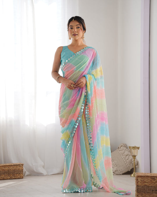 Multicolor Georgette Designer Printed Saree Saree With Blouse Piece Multicolor Georgette Designer Printed Saree Saree With Blouse Piece