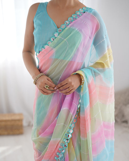 Multicolor Georgette Designer Printed Saree Saree With Blouse Piece Multicolor Georgette Designer Printed Saree Saree With Blouse Piece