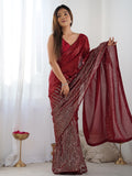 Red Georgette Embellished Sequined Saree Saree With Blouse Piece Red Georgette Embellished Sequined Saree Saree With Blouse Piece