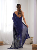 Blue Georgette Embellished Sequined Saree Saree With Blouse Piece Blue Georgette Embellished Sequined Saree Saree With Blouse Piece