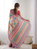 Multicolor Chinon Printed Designer Saree Saree With Blouse Piece Multicolor Chinon Printed Designer Saree Saree With Blouse Piece