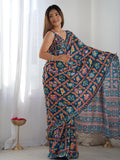 Multicolor Chinon Printed Designer Saree Saree With Blouse Piece Multicolor Chinon Printed Designer Saree Saree With Blouse Piece