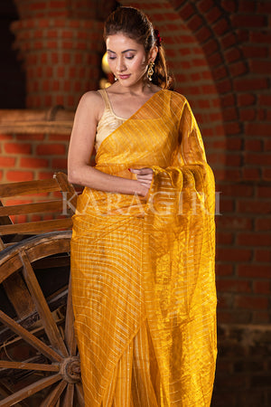 Lilly Yellow Organza Saree