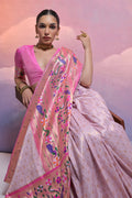 Purple Paithani Silk Blend Saree With Blouse Piece Purple Paithani Silk Blend Saree With Blouse Piece