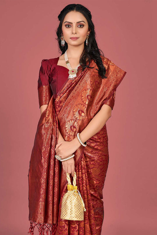 Burnt Orange Banarasi Saree Burnt Orange Banarasi Saree