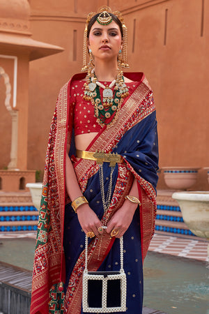 Navy Blue Patola Saree