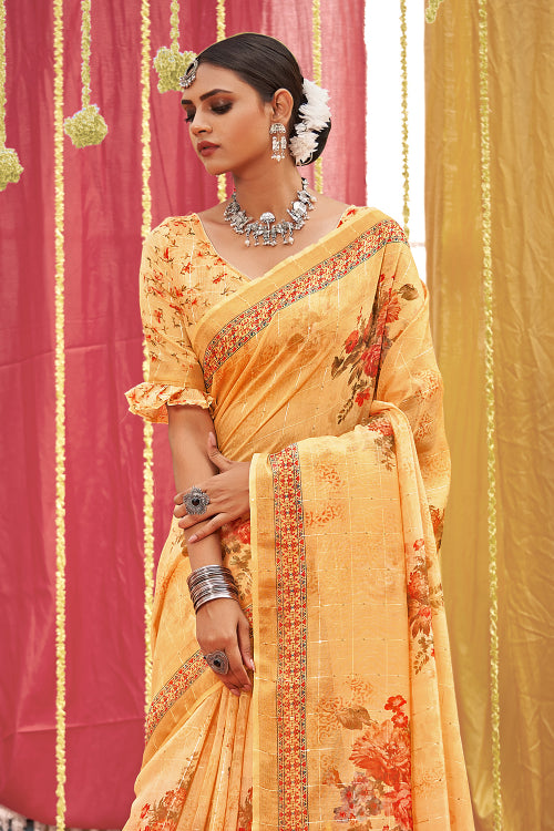 Dandelion Yellow Linen Blend Saree Dandelion Yellow Linen Blend Saree